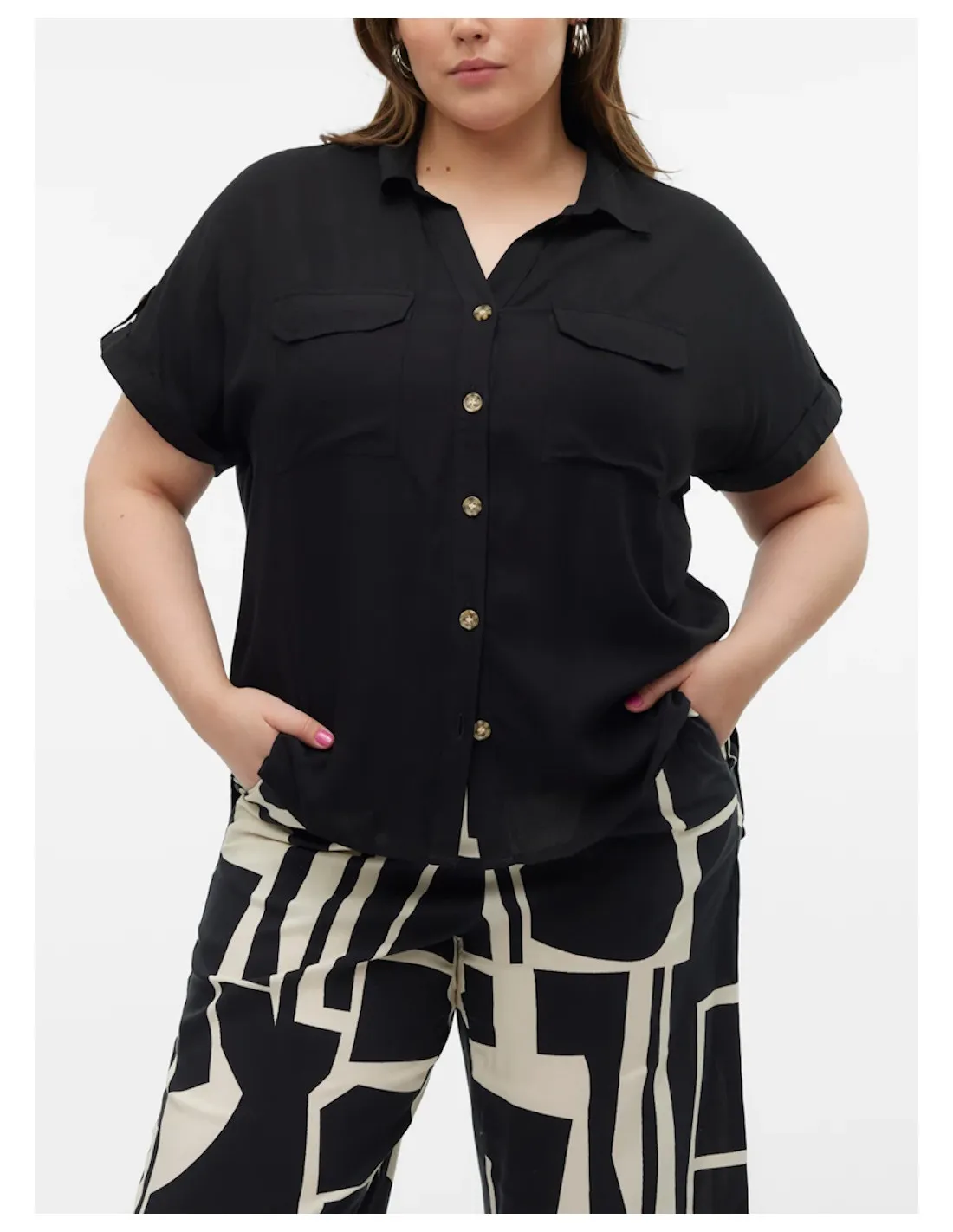 VERO MODA CURVE CAMICIA M.C DONNA CBUMPY S/S SHIRT