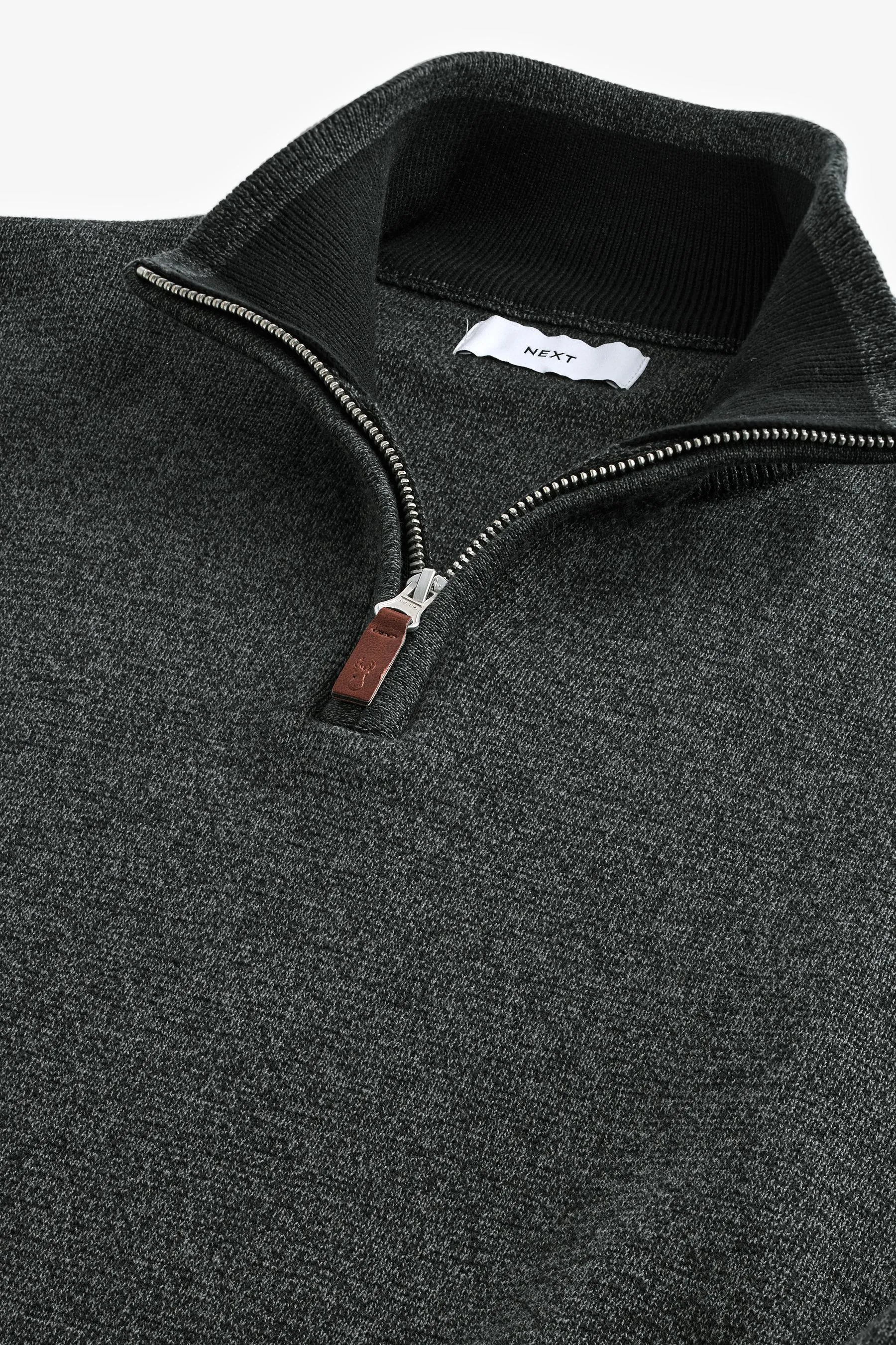 Vestibilità regolare 100% Cotton Premium Zip Neck Maglione    