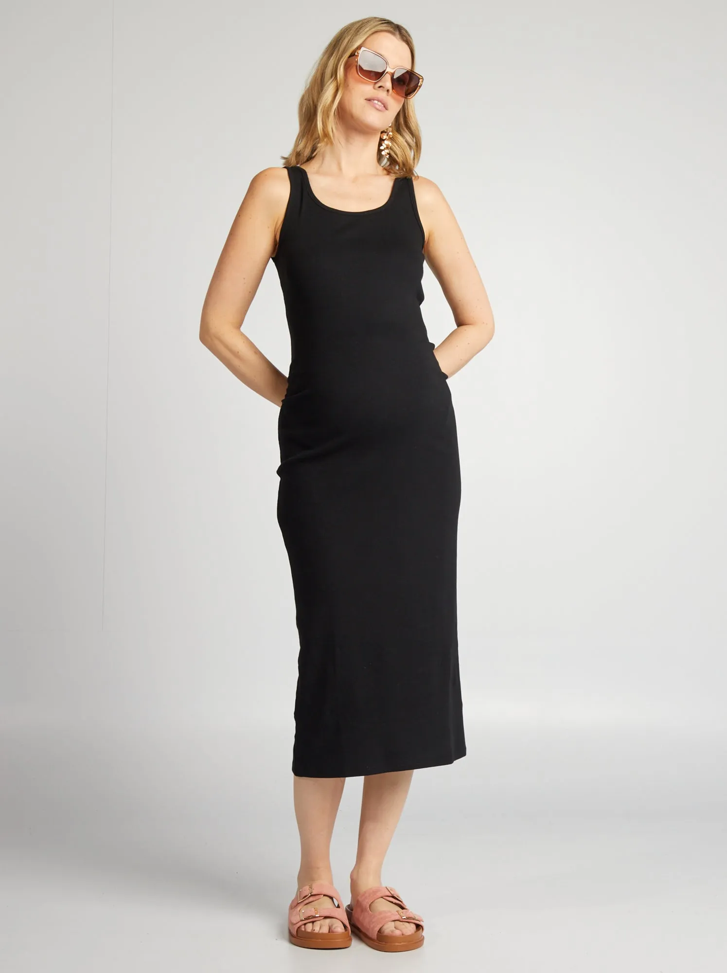 Vestito a coste premaman - nero