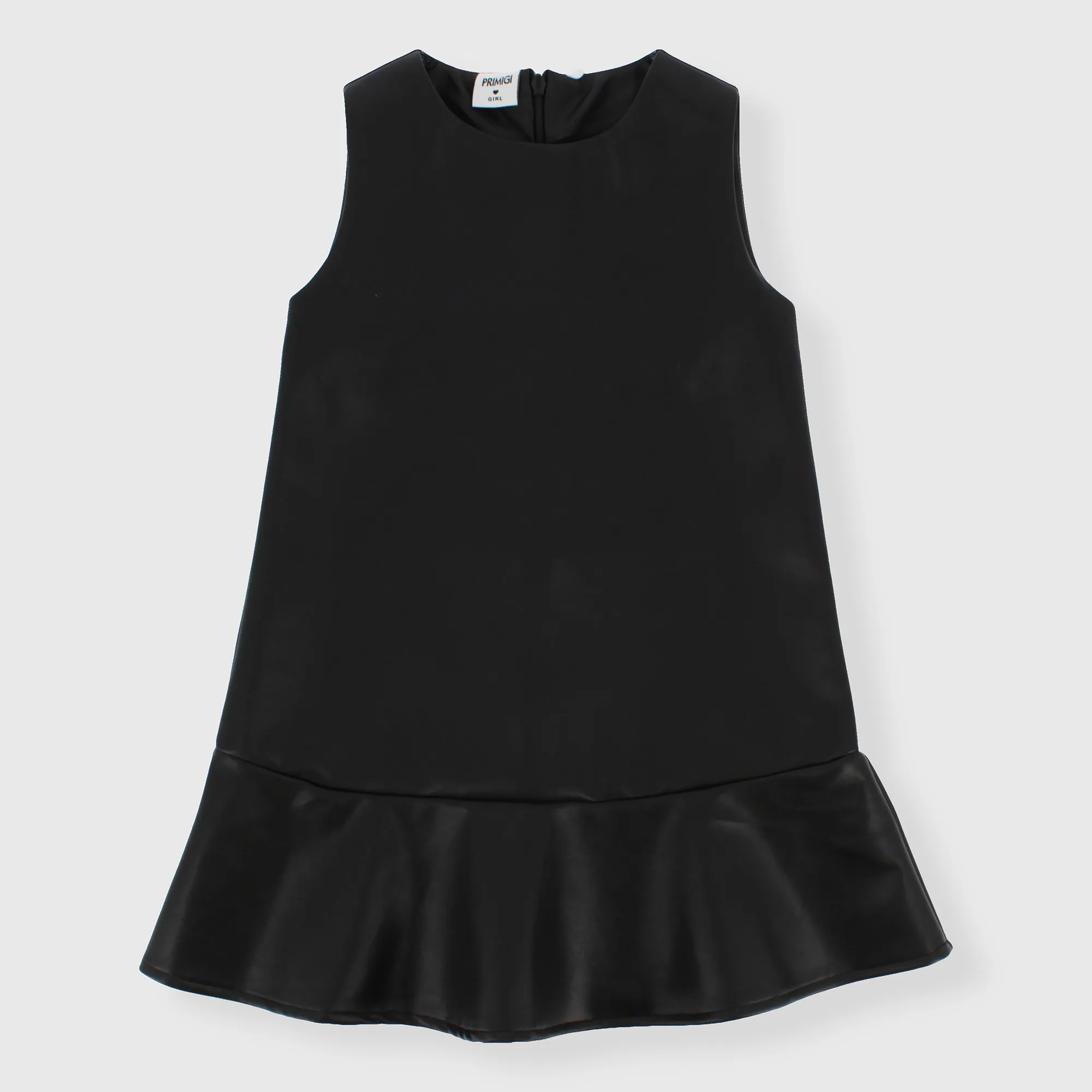 Vestito in ecopelle da bambina, NERO            