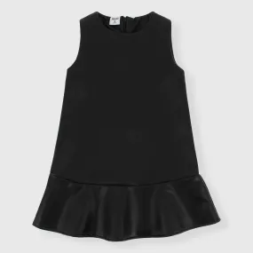 Vestito in ecopelle da bambina, NERO            